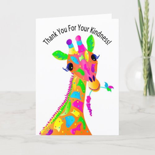 Colorful Giraffe Kaleidoscope Thank You Card