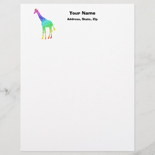 Colorful Giraffe Letterhead (Front)