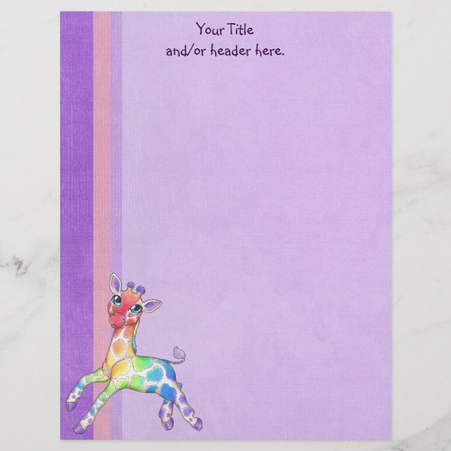 Colorful Giraffe Letterhead (Front)
