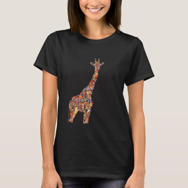 Colorful Giraffe Mosaic Art T-Shirt (Front)