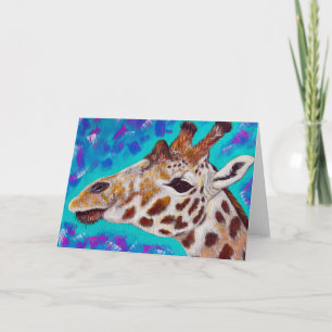 Colorful Giraffe Painting Card