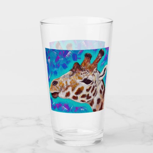 Colorful Giraffe Painting Glass