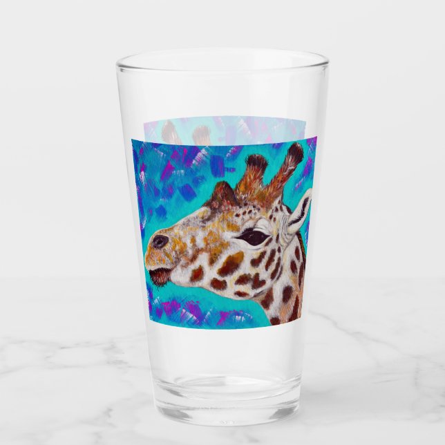 Colorful Giraffe Painting Glass (Front)
