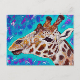 Colorful Giraffe Painting Postcard