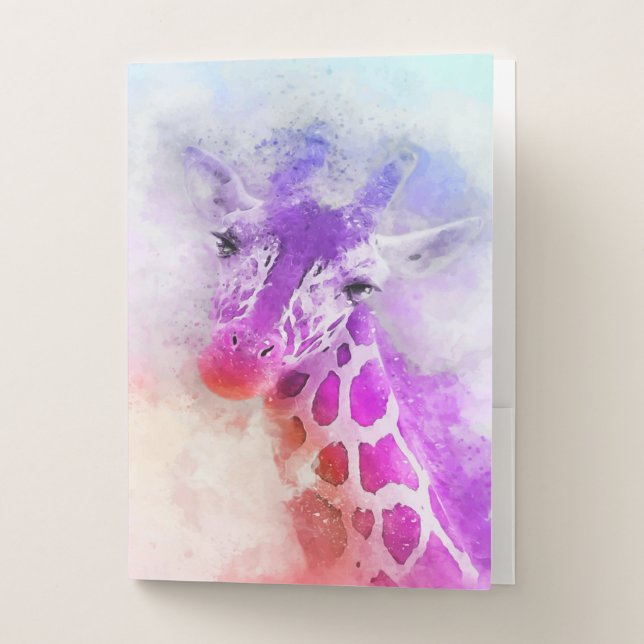 Colorful Giraffe Pocket Folder (Front)