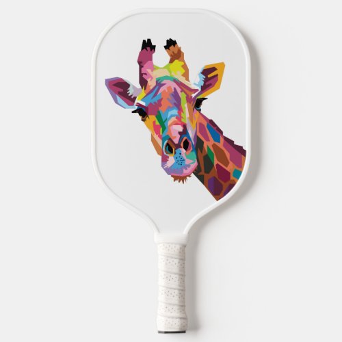 Colorful Giraffe Pop Art Pickleball Paddle