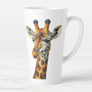 Colorful Giraffe Portrait Oil Painting Art Latte Mug