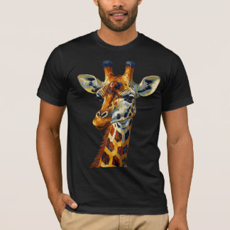 Colorful Giraffe Portrait Oil Painting Art T-Shirt