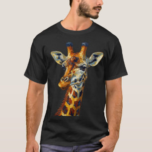 Colorful Giraffe Portrait Oil Painting Art T-Shirt