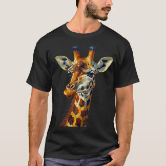 Colorful Giraffe Portrait Oil Painting Art T-Shirt