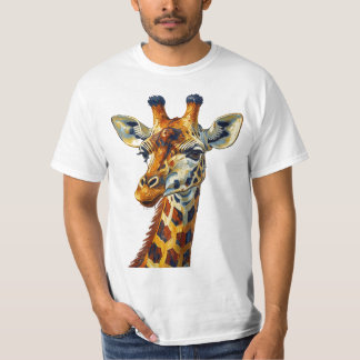 Colorful Giraffe Portrait Oil Painting Art T-Shirt
