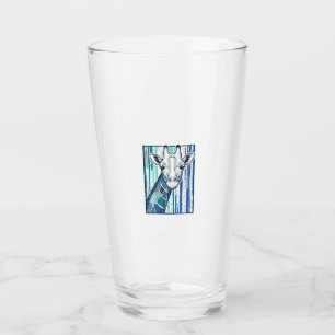 Colorful Giraffe Portrait Vintage Engraving Vector Glass