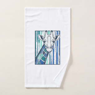 Colorful Giraffe Portrait Vintage Engraving Vector Hand Towel