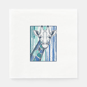 Colorful Giraffe Portrait Vintage Engraving Vector Napkins
