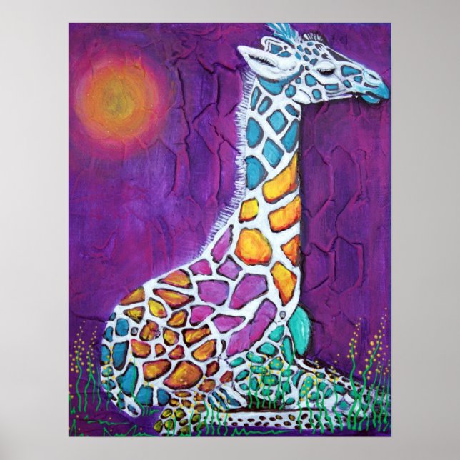 Colorful Giraffe Poster (Front)