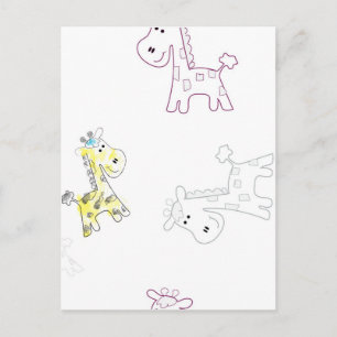 Colorful Giraffe Sketch Postcard – Artistic Animal