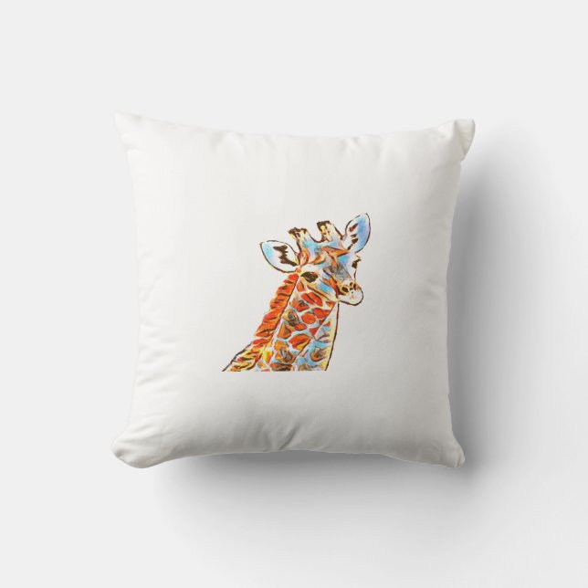 Colorful giraffe throw pillow (Front)