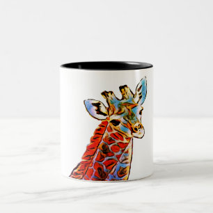 Colorful giraffe Two-Tone coffee mug
