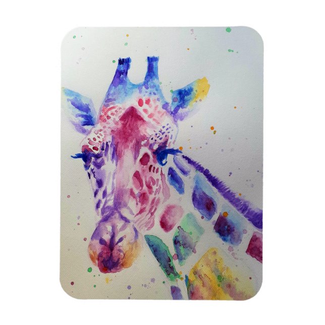 Colorful Giraffe Watercolour animal art Magnet (Vertical)