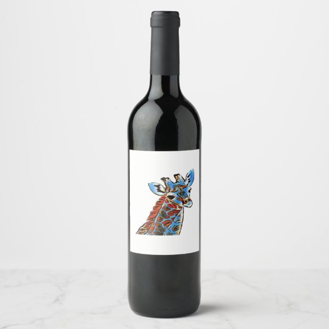 Colorful giraffe wine label (Front)