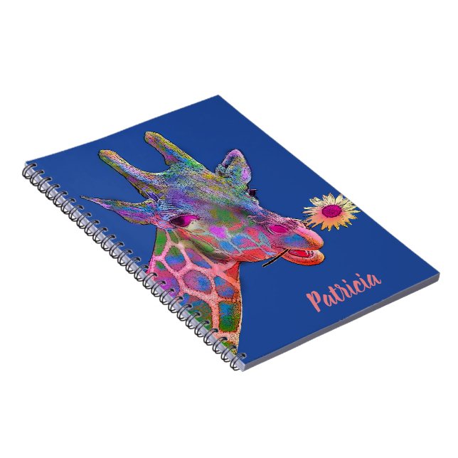 Colorful Giraffe with flower  Notebook (Right Side)