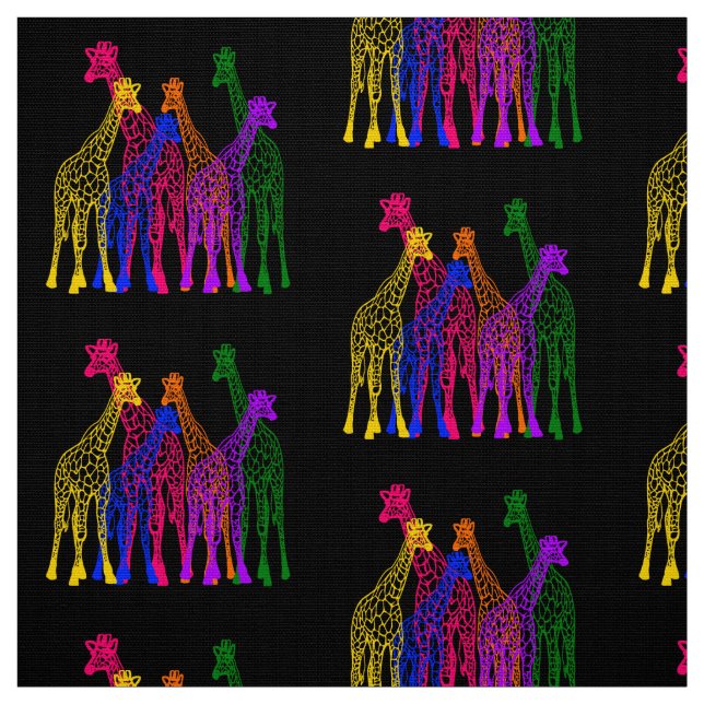 Colorful Giraffes Fabric (Swatch)