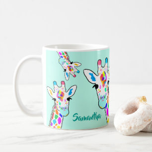 Colorful Giraffes Peek-A-Boo Modern Art Fun Coffee Mug
