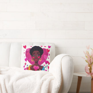 Colorful Girl Art Throw Pillow – Vibrant Home Déco