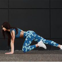 Colorful Girl Blue Brick Gym Yoga Women Leggings