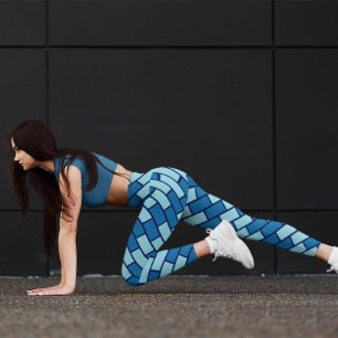 Colorful Girl Blue Brick Gym Yoga Women Leggings