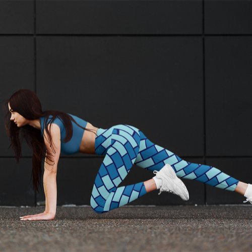 Colorful Girl Blue Brick Gym Yoga  Women Leggings