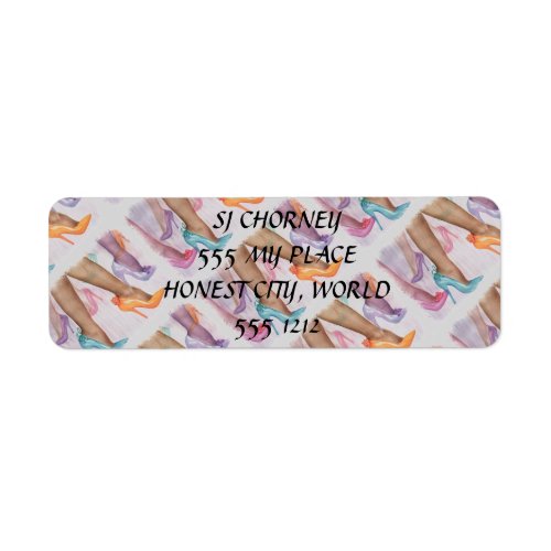 COLORFUL GIRL HI HEELS RETURN ADDRESS LABELS