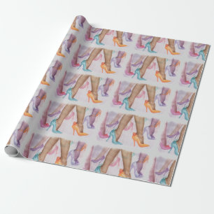 COLORFUL GIRL HI HEELS WRAPPING PAPER
