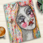Colorful Girl Mime Clown Whimsical Abstract Art Jigsaw Puzzle<br><div class="desc">This whimsical design is created from my original mime clown girl with a heart and message of love and positivity on her lips and a colorful mixed media background with a butterfly that makes her hair.</div>
