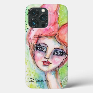 Colorful Girl Watercolor Fairy Artistic Portrait iPhone 13 Pro Case