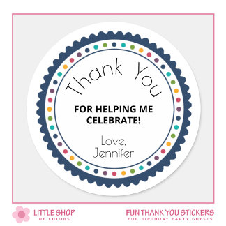 Colorful Girls Boys Birthday Party Thank You Classic Round Sticker