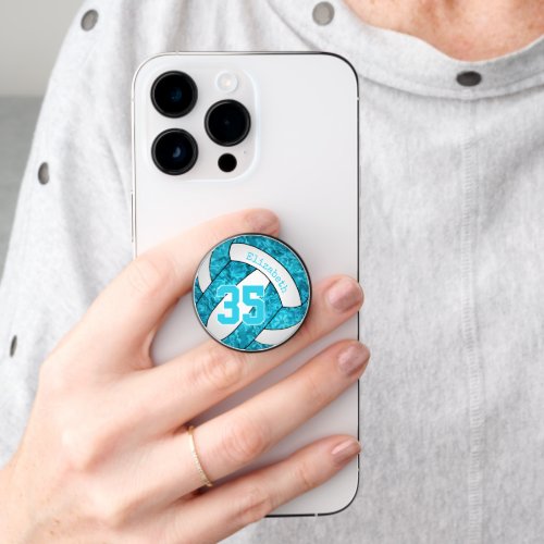 colorful girls bright turquoise blue volleyball PopSocket