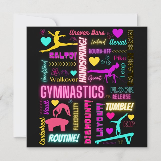 Colorful Girls Gymnastics Glossary Typography     (Front)