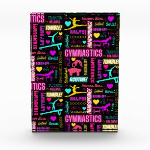 Colorful Girls Gymnastics Glossary Typography Acrylic Award
