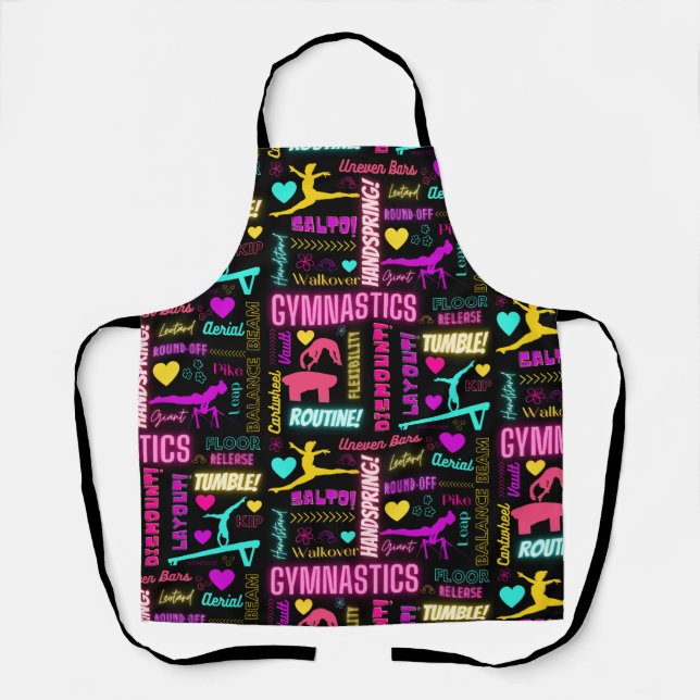 Colorful Girls Gymnastics Glossary Typography   Apron (Front)