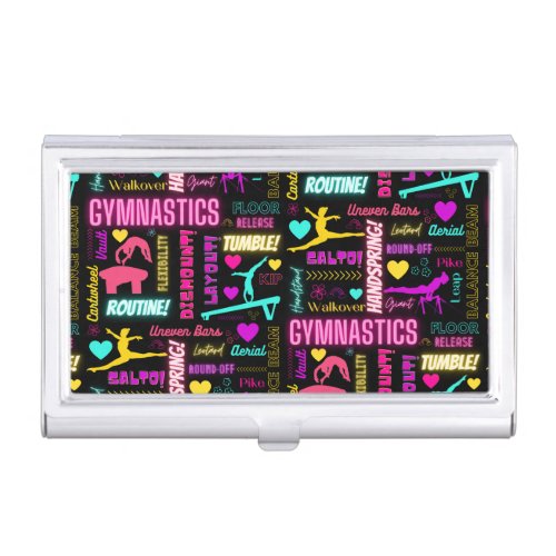 Colorful Girls Gymnastics Glossary Typography  Business Card Case