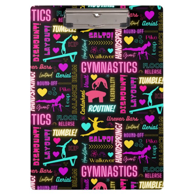 Colorful Girls Gymnastics Glossary Typography    Clipboard (Front)