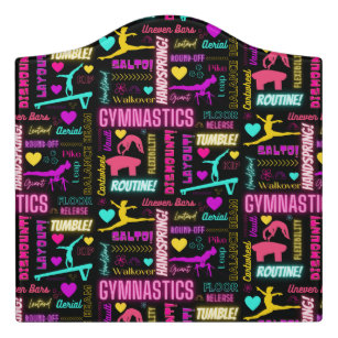 Colorful Girls Gymnastics Glossary Typography      Door Sign