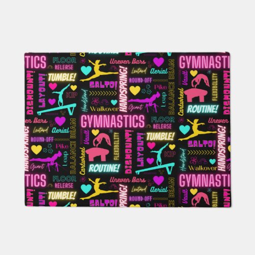 Colorful Girls Gymnastics Glossary Typography      Doormat