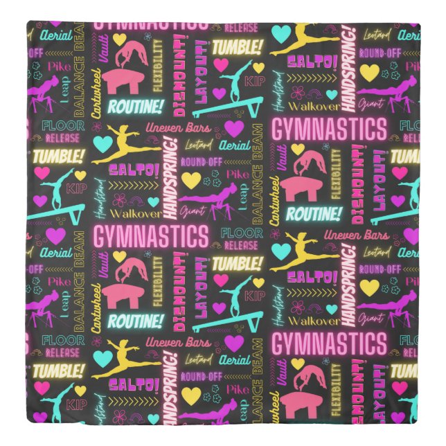 Colorful Girls Gymnastics Glossary Typography      Duvet Cover (Front)