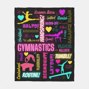 Colorful Girls Gymnastics Glossary Typography Fleece Blanket