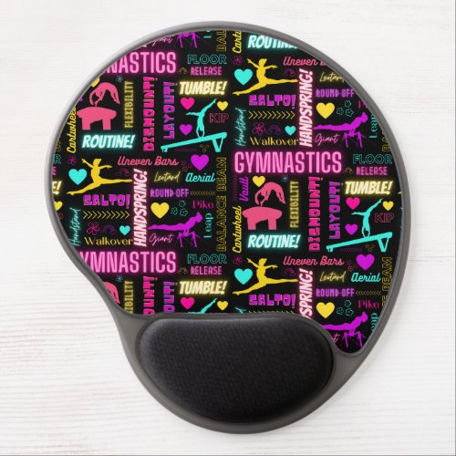 Colorful Girls Gymnastics Glossary Typography    Gel Mouse Pad
