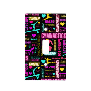 Colorful Girls Gymnastics Glossary Typography     Light Switch Cover