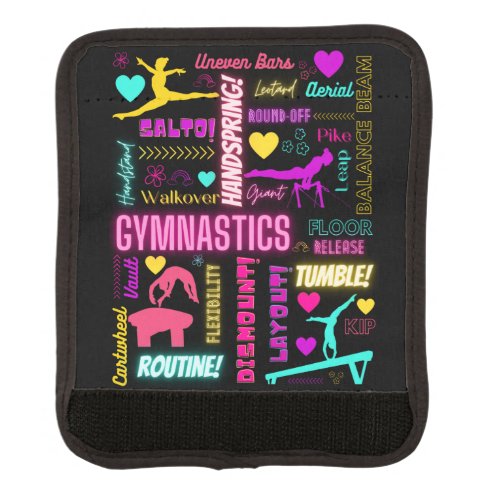 Colorful Girls Gymnastics Glossary Typography   Luggage Handle Wrap