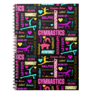 Colorful Girls Gymnastics Glossary Typography Notebook